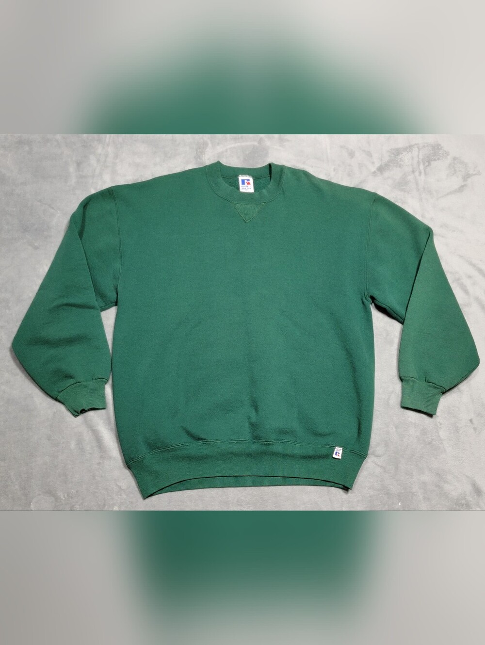 Vintage 90s Russell Athletic Green Crewneck Sweatshirt Made in USA Mens Sz XL